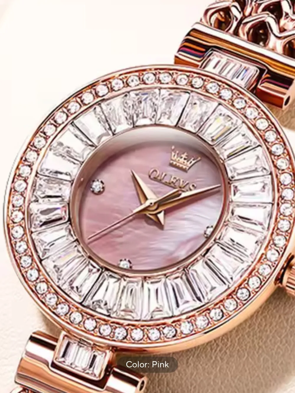Rose Gold Women's Bracelet Watch with Pink Dial by